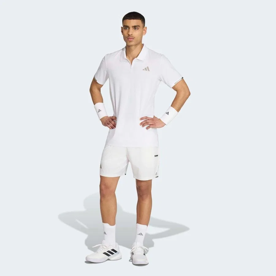 Мужское поло из футера с длинным рукавом Tennis Climacool adidas, Белый — фото 3