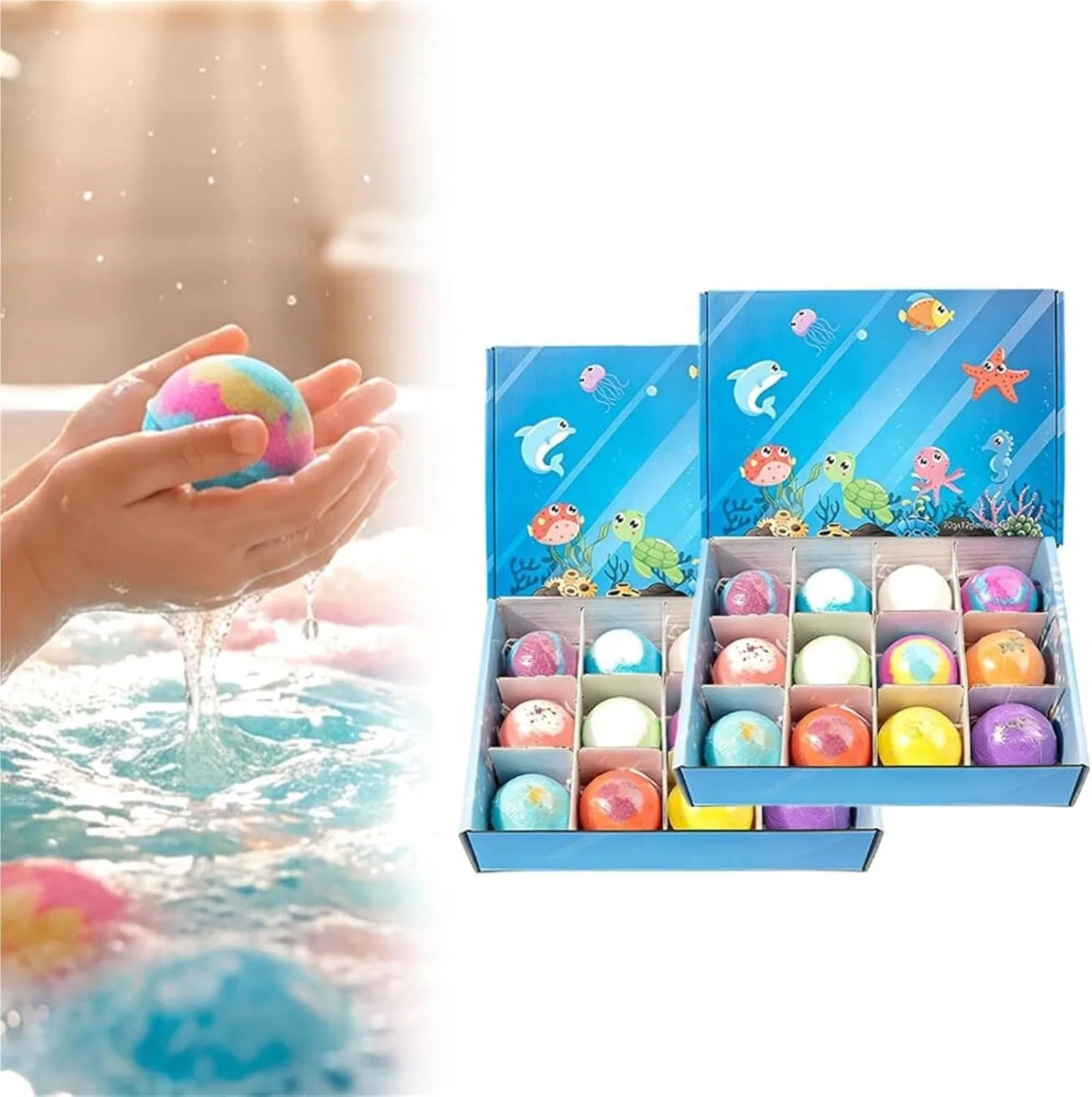 Бомбочки для ванны, 12 шт, набор, Generic, 24 цвета