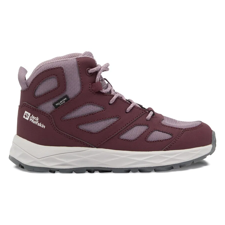 Ботинки детские с мембраной Woodland 2 Texapore Mid K Jack Wolfskin, Сливовый