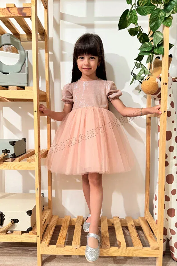 Детское платье для девочек с коротким рукавом Penu Baby Kids, Powder — фото 3