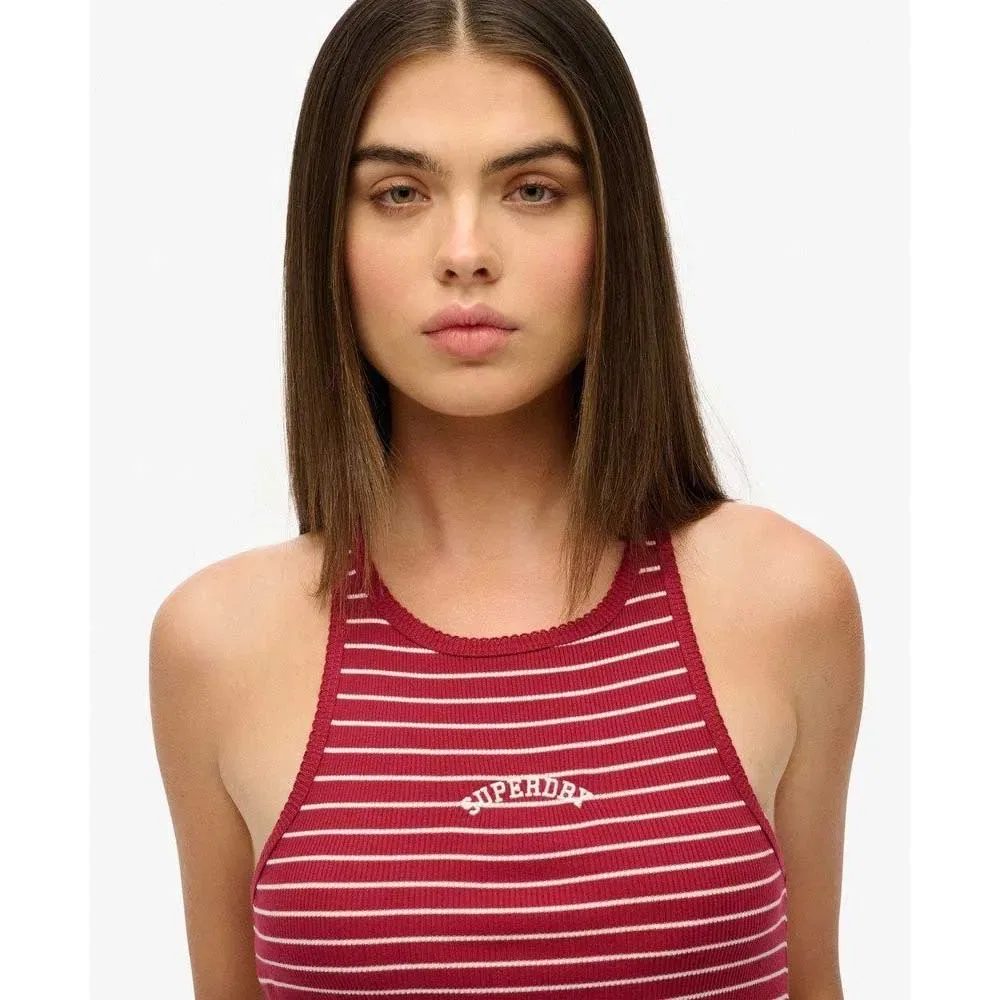 Топ без рукавов полосатый Essential Logo Stripe Racer Superdry, красный — фото 4