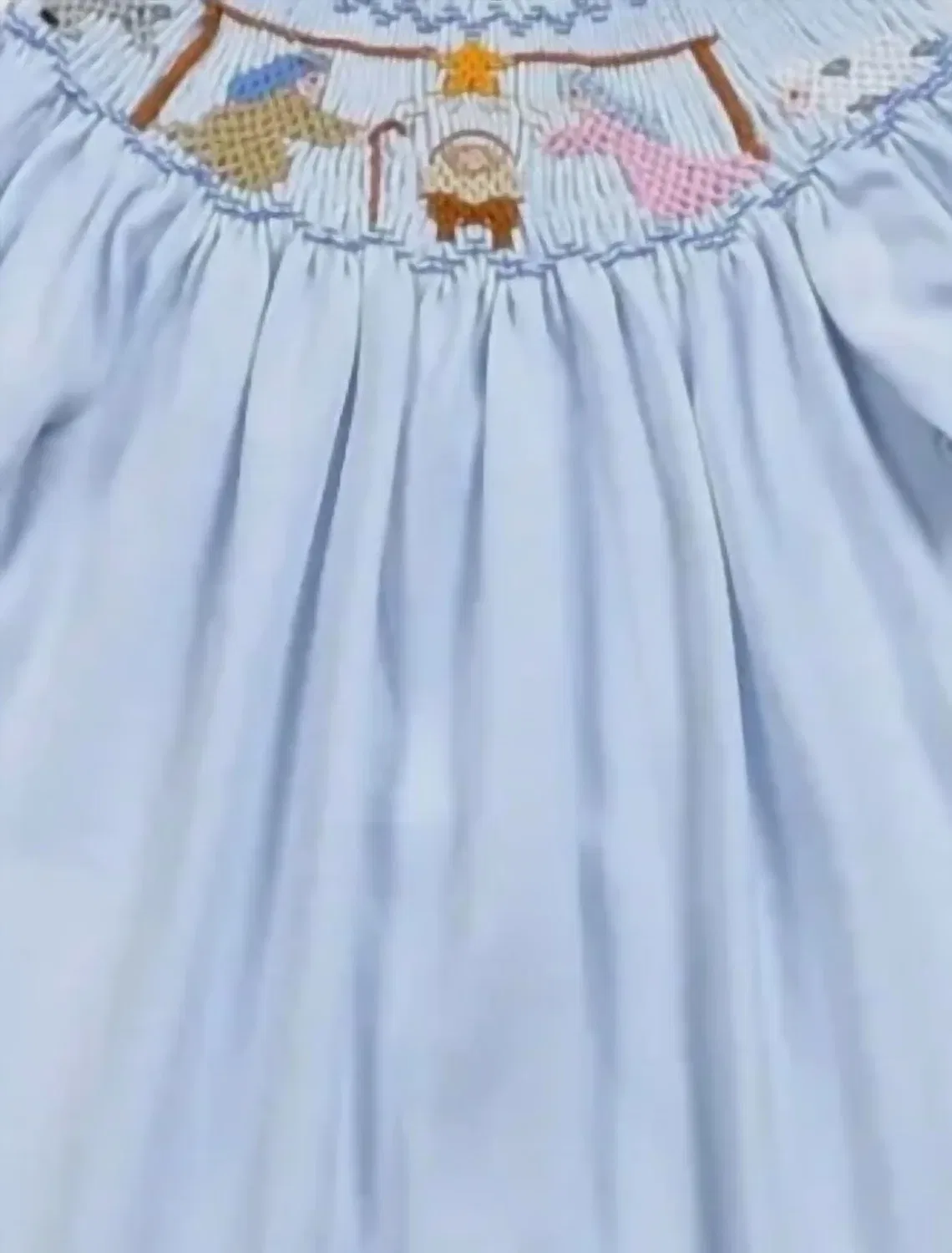 Детский комбинезон-слип с длинным рукавом и принтом Nativity Smocked BABY LOREN, синий — фото 2