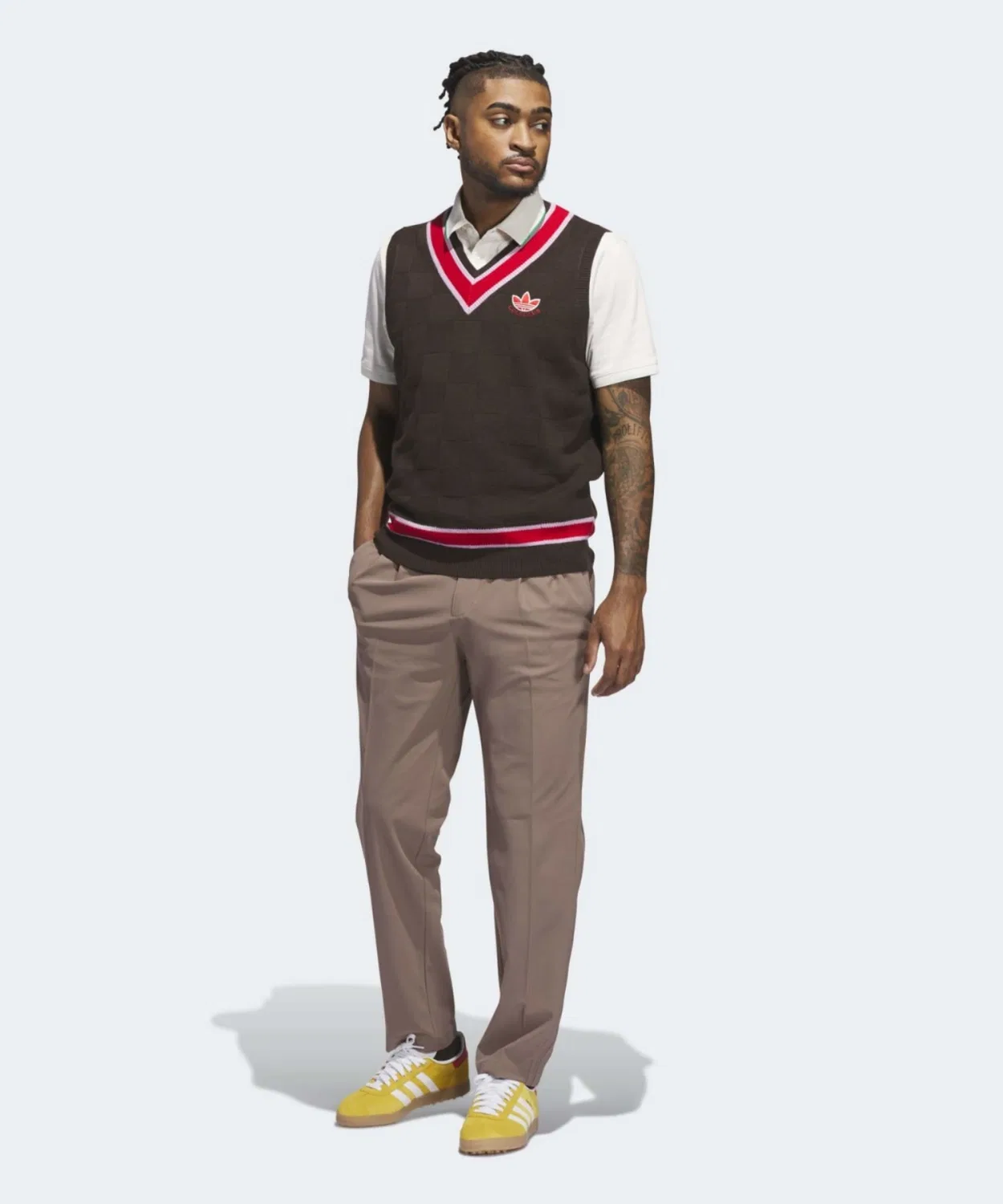Мужской жилет без рукавов из шерстяной смеси Adidas Golf, Dark Brown — фото 4