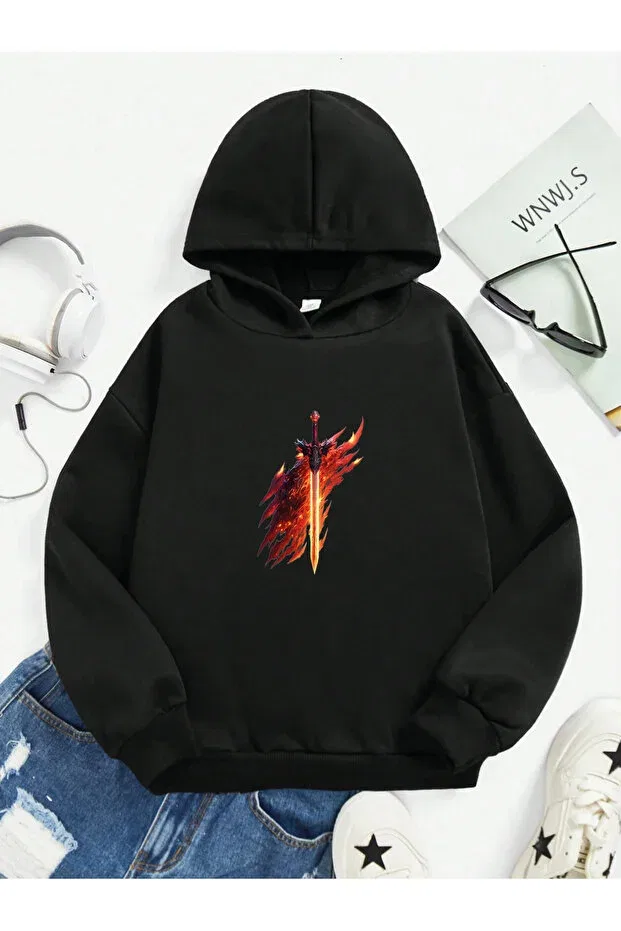 Детское худи для мальчиков с принтом Yunayt, Black