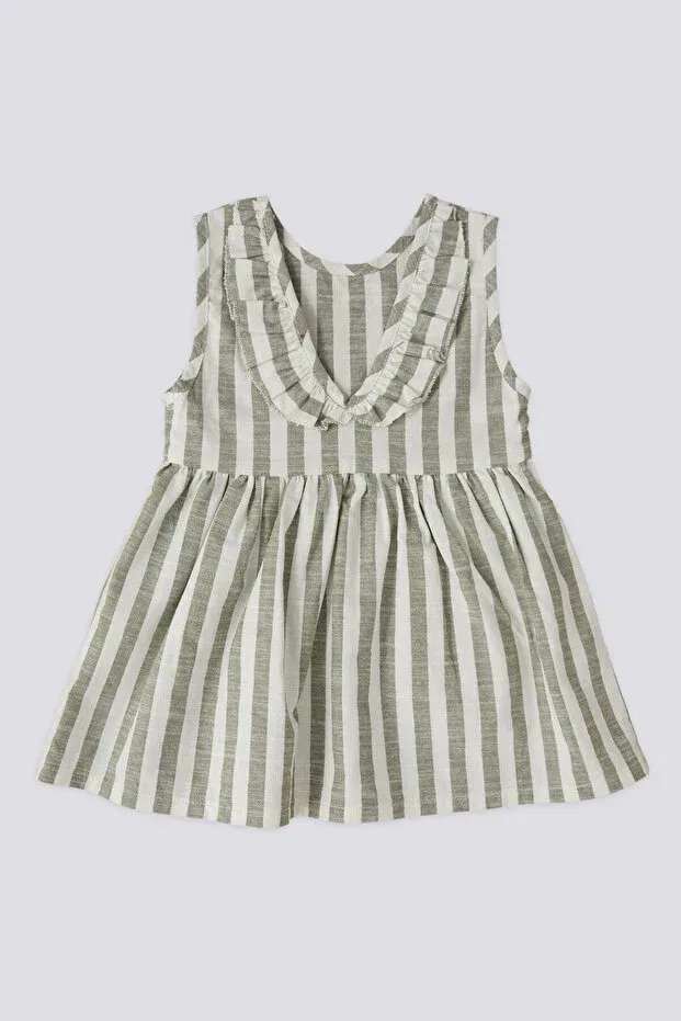 Детское платье для девочек хлопковое U.S. Polo Assn. baby girl taupe dress, Mink — фото 3