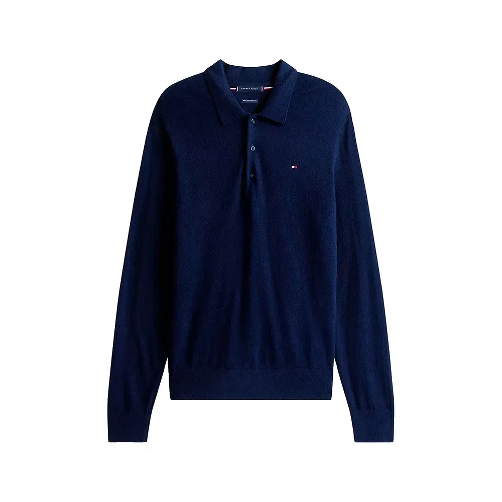 Мужское поло с длинным рукавом из кашемира Tommy hilfiger, Blue — фото 3