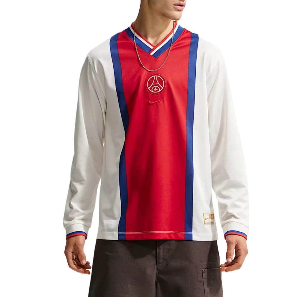 Мужская футболка с V-образным вырезом Nike, цвет Sail White/University Red/Royal Blue/University Red
