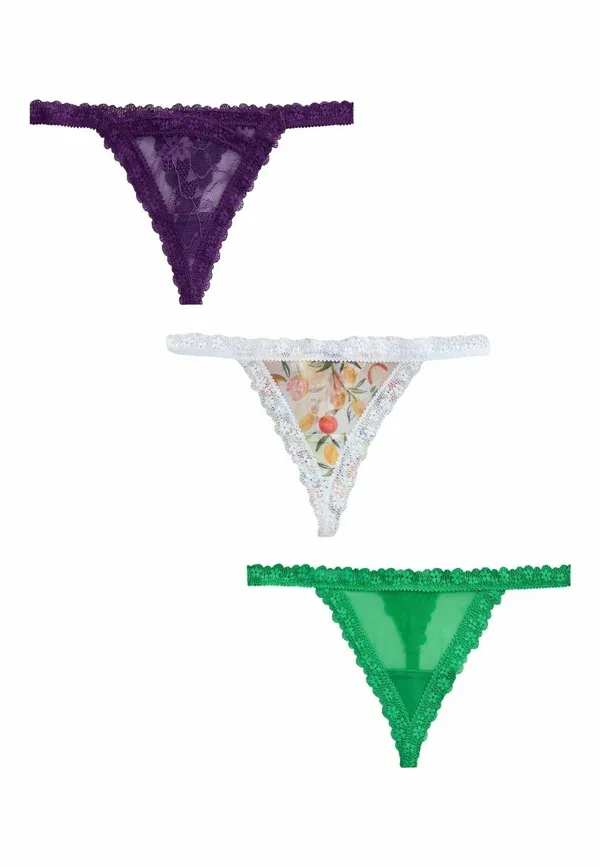 Комплект трусов, принт, 3 pack - thong, Next, Fruit Print — фото 4