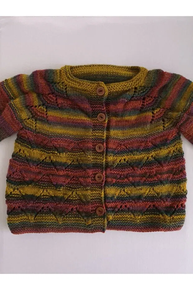 Детский кардиган для девочек хлопковый Hand Knitted Baby Cardigan Pina Hediyelik Aksesuar, Dark Brown