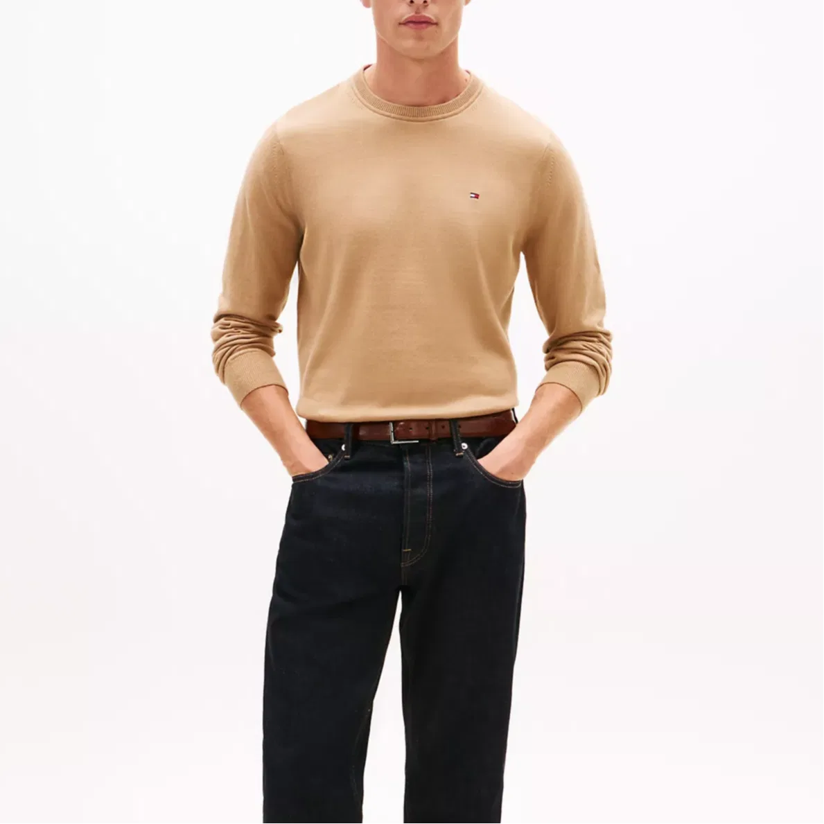 Мужской свитер с круглым вырезом Tommy Hilfiger, Camel — фото 3