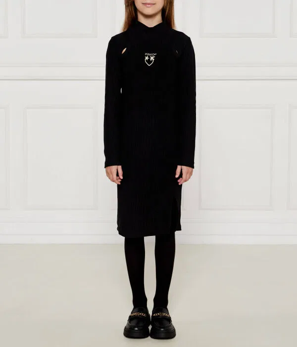Детское платье для девочек ребристое Vestito ribbed Pinko Up, черный