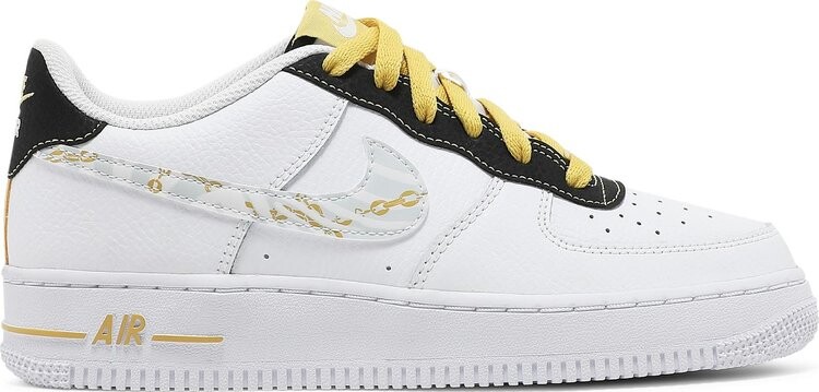 Кроссовки Nike Air Force 1 '07 LV8 GS 'Gold Links Zebra Print', белый — фото 2