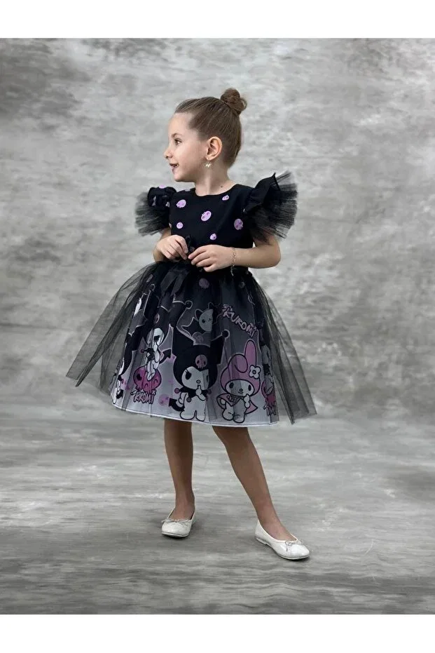 Детское платье для девочек с принтом Kuromi dress Ipek Baby Kids, Black — фото 2