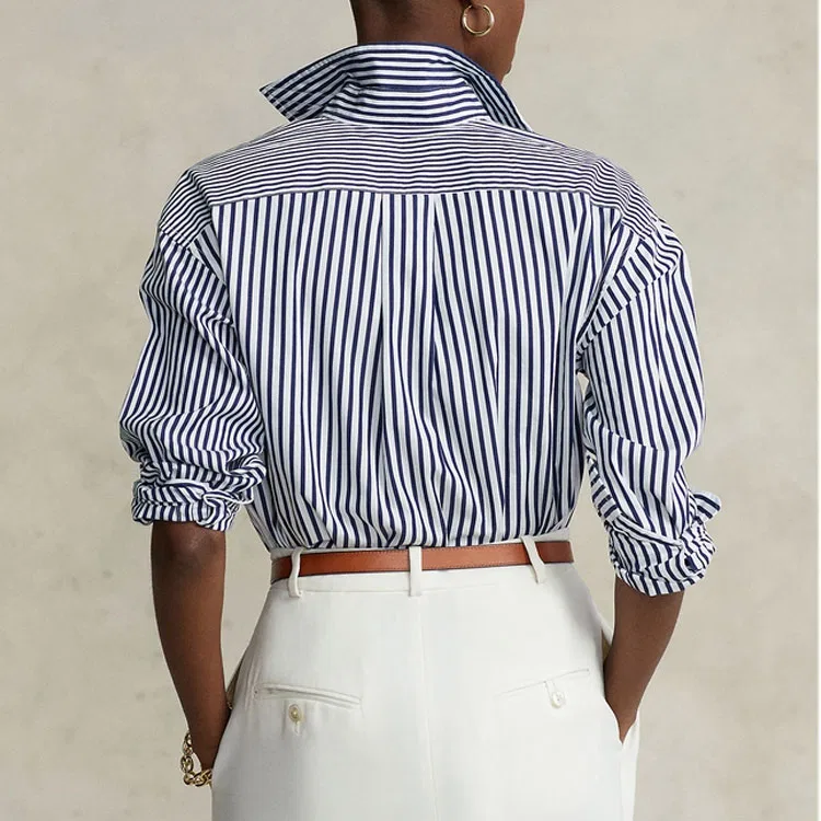 Женская рубашка свободного кроя Polo Ralph Lauren, Marine Blue — фото 4