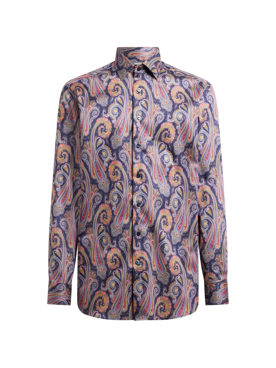 ETRO Рубашка из хлопкового сатина с узором пейсли, синий