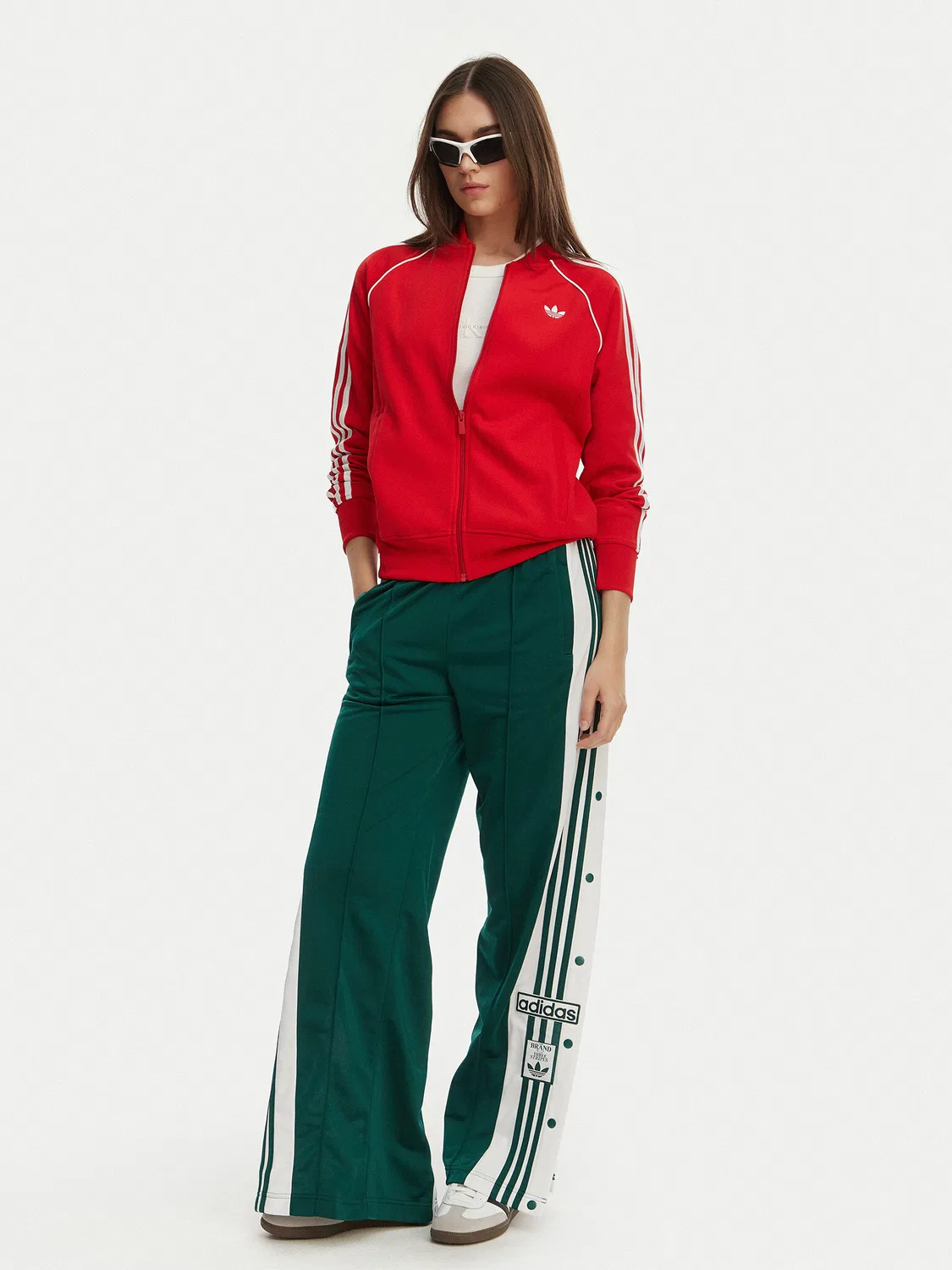 Женские спортивные брюки свободного кроя Adibreak Adidas, зеленый — фото 2