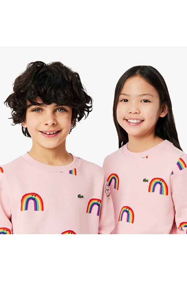 Детские свитшот для девочек с принтом Lacoste, Wir-Pembe — фото 2