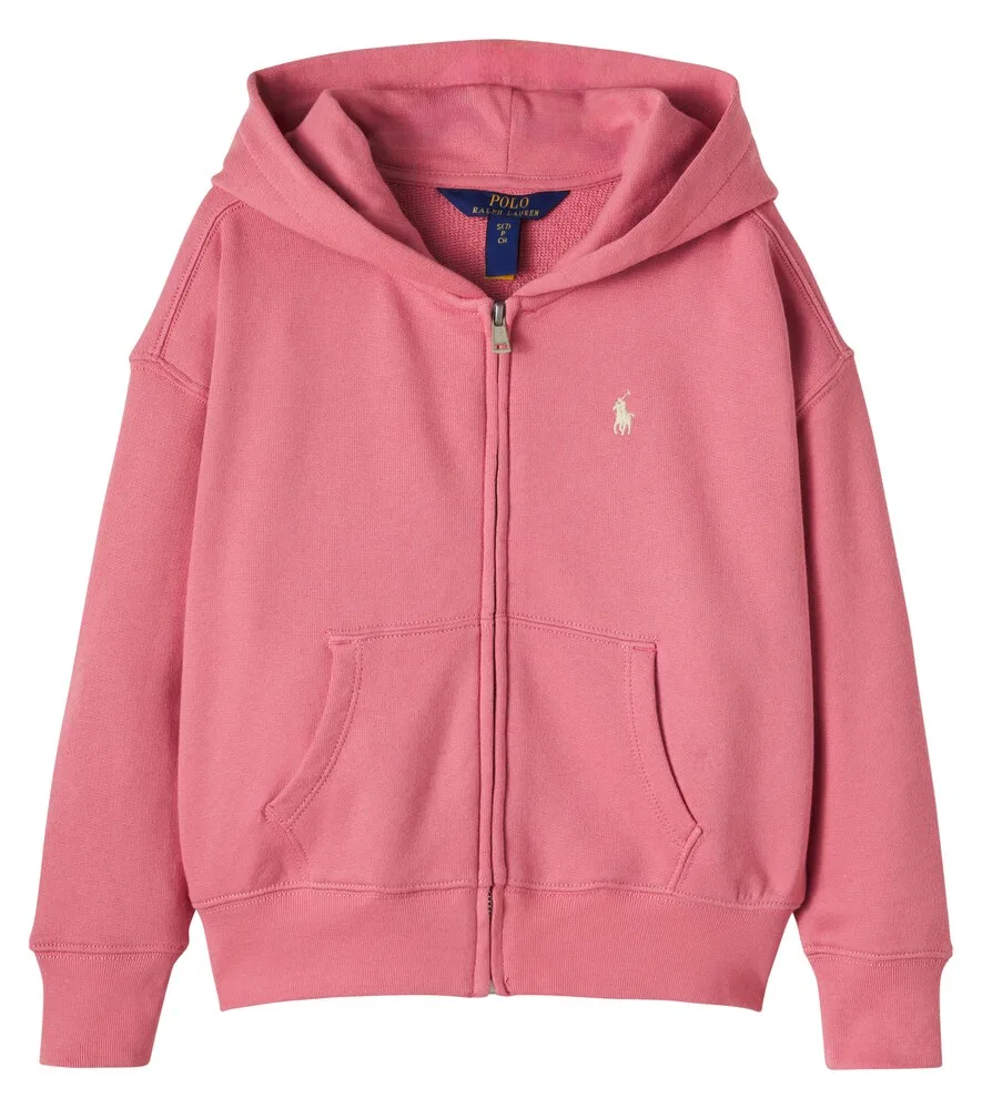 Толстовка на молнии из смесового хлопка Polo Ralph Lauren Kids, розовый