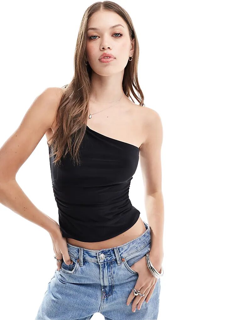 

Облегающий асимметричный топ на одно плечо черного цвета ASOS DESIGN