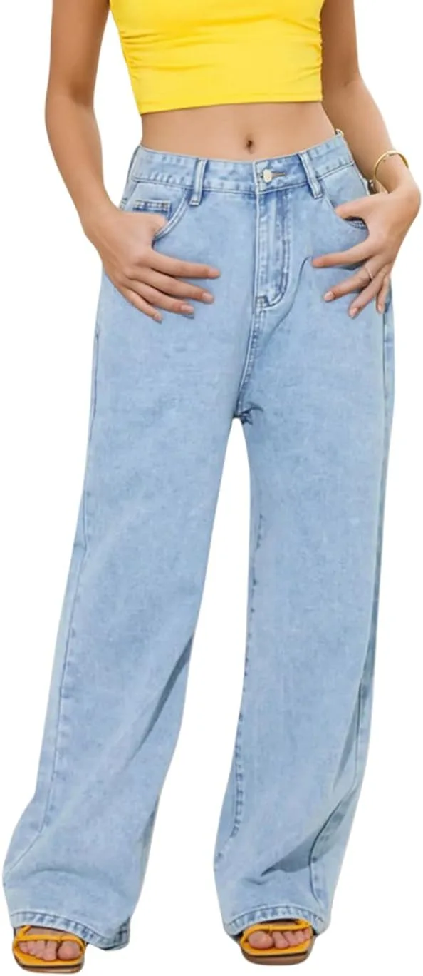 Женские джинсы high waisted wide leg с эффектом distressed