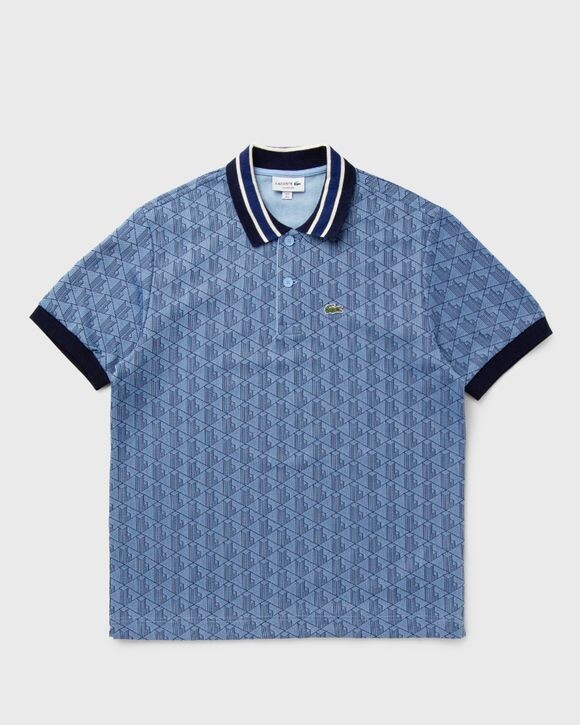 

Поло Lacoste Contrast Collar Monogram Polo Shirt, цвет rill/globe