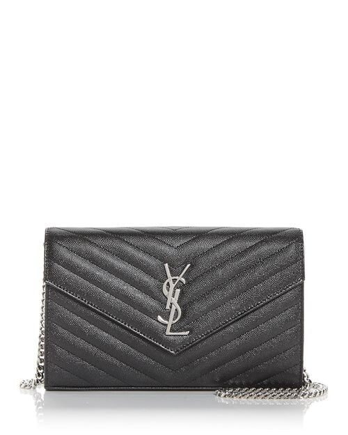 

Кошелек Cassandre из кожи ягненка с цепочкой Saint Laurent, цвет Black