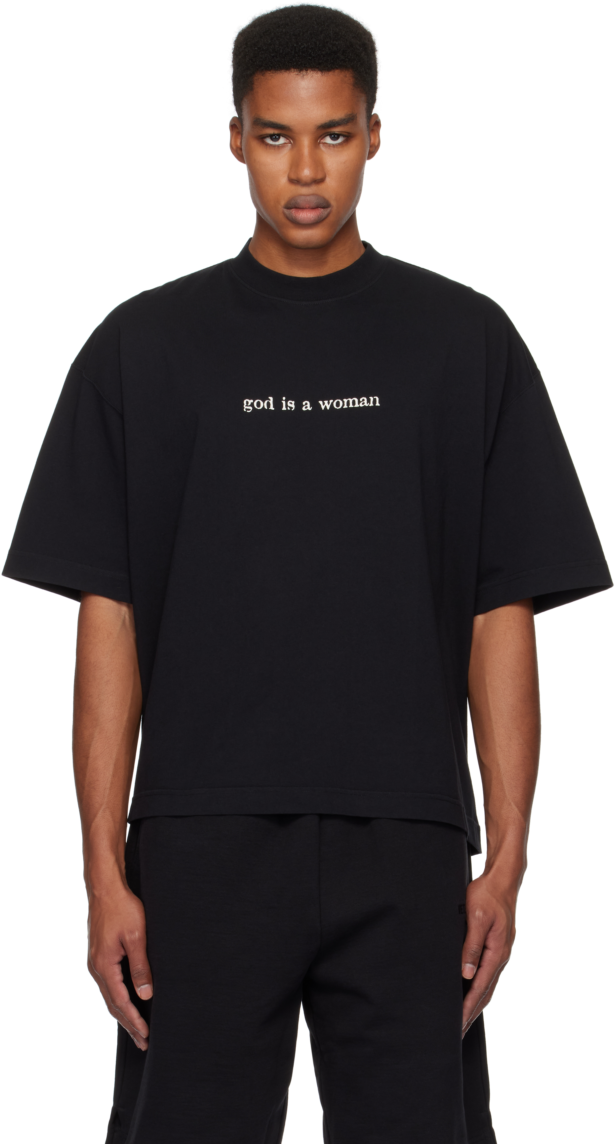 

Укороченная свободная футболка «Бог — женщина» VETEMENTS