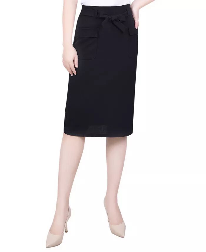 

Юбка Petite Slim с поясом из крепа Scuba NY Collection, черный