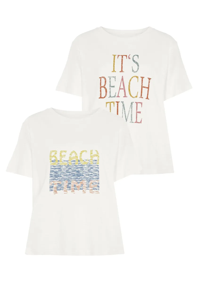 

Футболка Beachtime с двумя разными принтами, кремовый