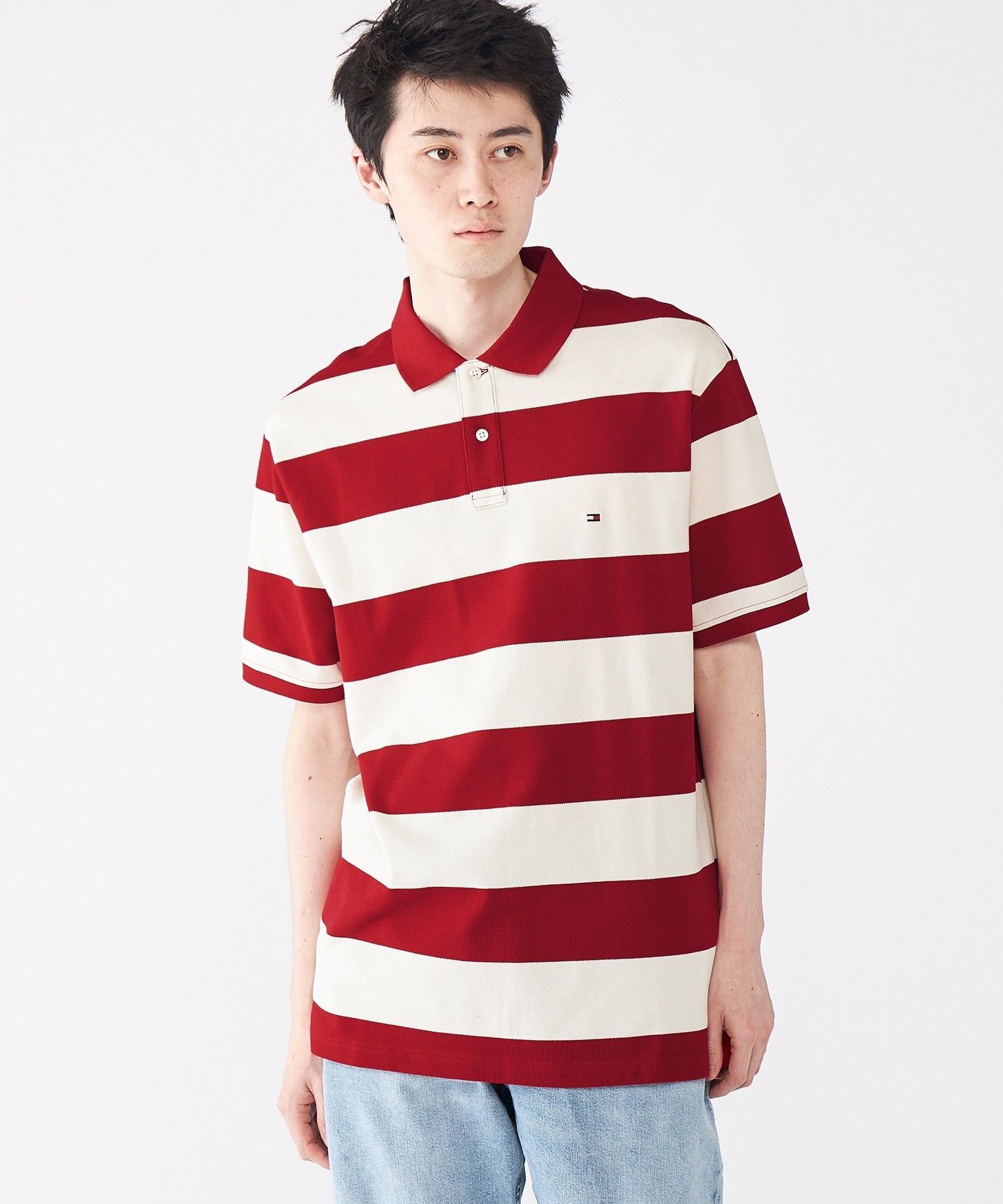 Рубашка-поло с контрастной планкой и блокирующим узором TOMMY HILFIGER, Red 0EW