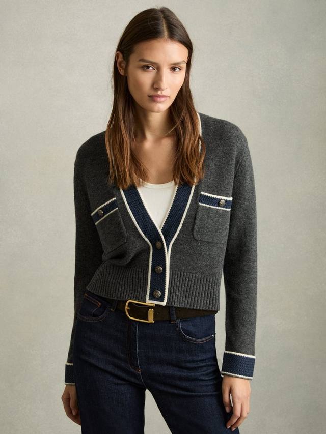 

Богатый шерстяной кардиган элоизы Reiss, угольный