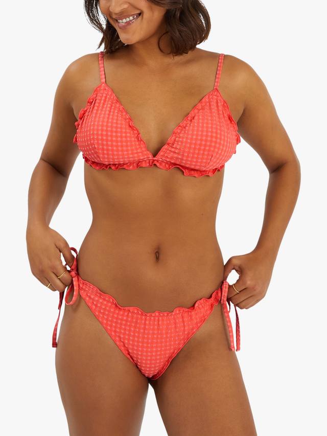 

Фрилли ситцевый треугольный топ бикини Accessorize, Coral