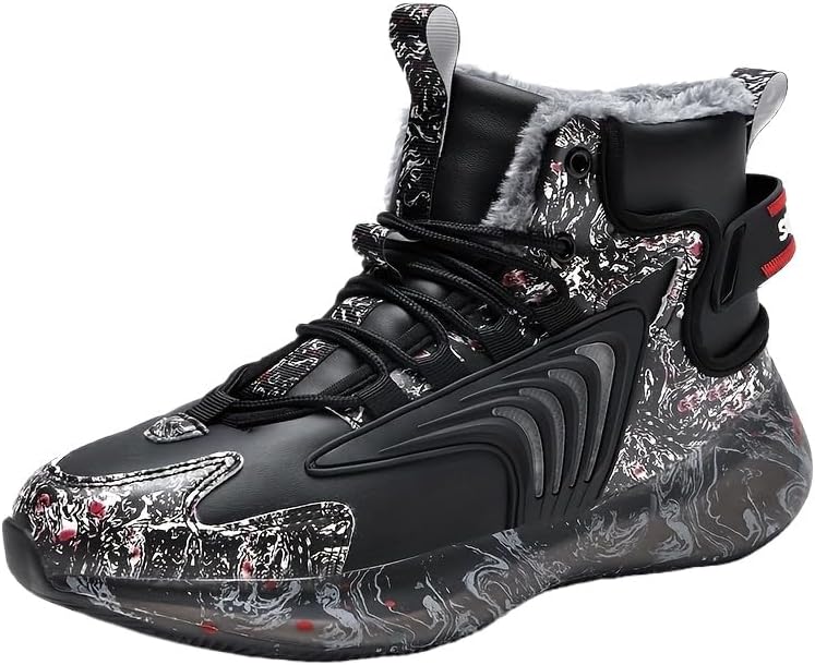 

Мужские модные зимние ботинки с теплой плюшевой подкладкой, удобные нескользящие термокроссовки для мужских активностей на свежем воздухе, зима Hhhchpm, черный