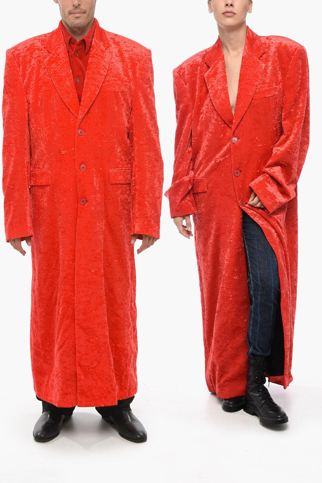 

Vetements GARDEROBE однобортное бархатное пальто, красный