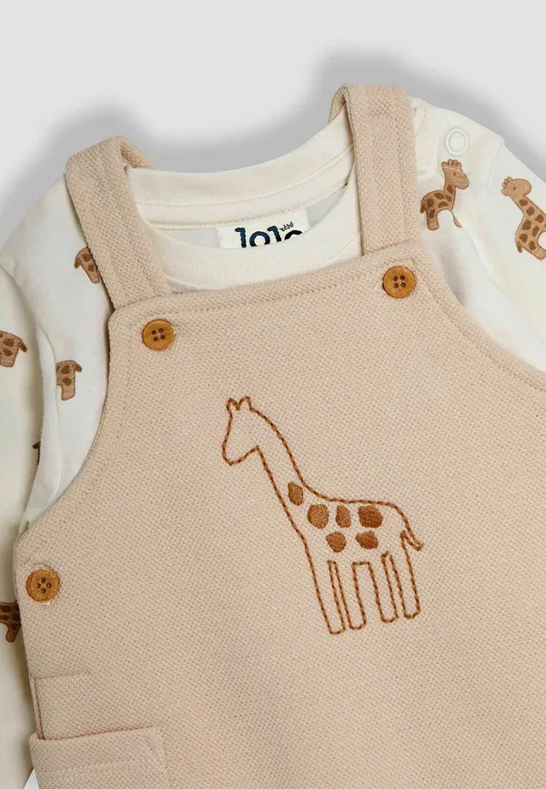 Комбинезон Jojo Maman Bébé Regular fit с вышивкой жирафа, камень — фото 3