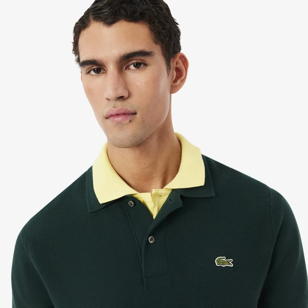 Мужской свитер-поло Links Links с коротким рукавом тёмно-зелёный от Lacoste — фото 2