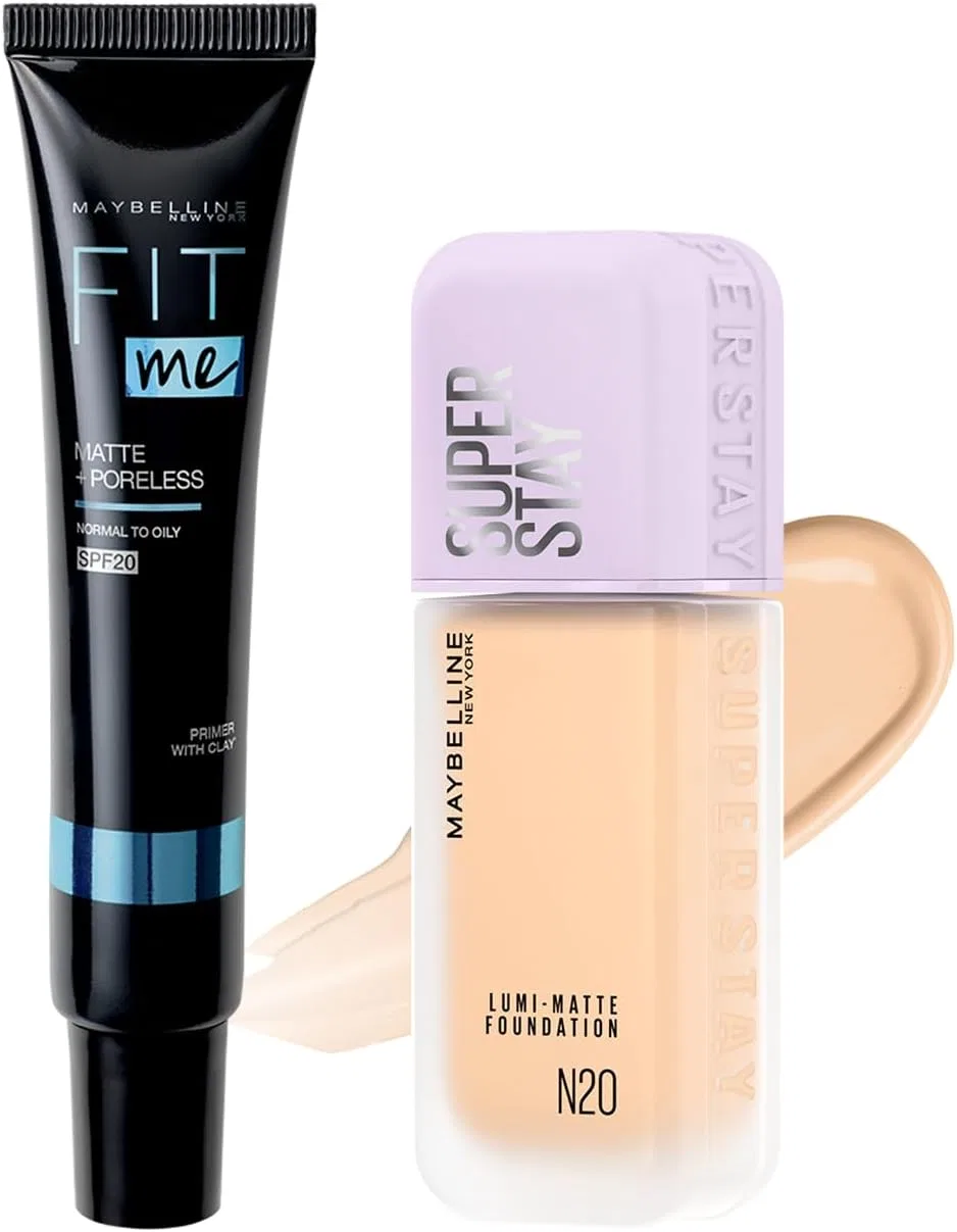 Тональное средство жидкое Maybelline SuperStay Lumi Matte N20 + Fit Me Primer 01