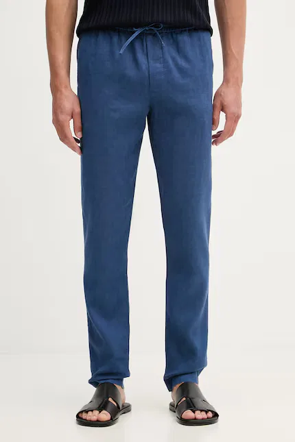 Штаны из льна с добавлением полиэстера slim fit Tommy Hilfiger, синий