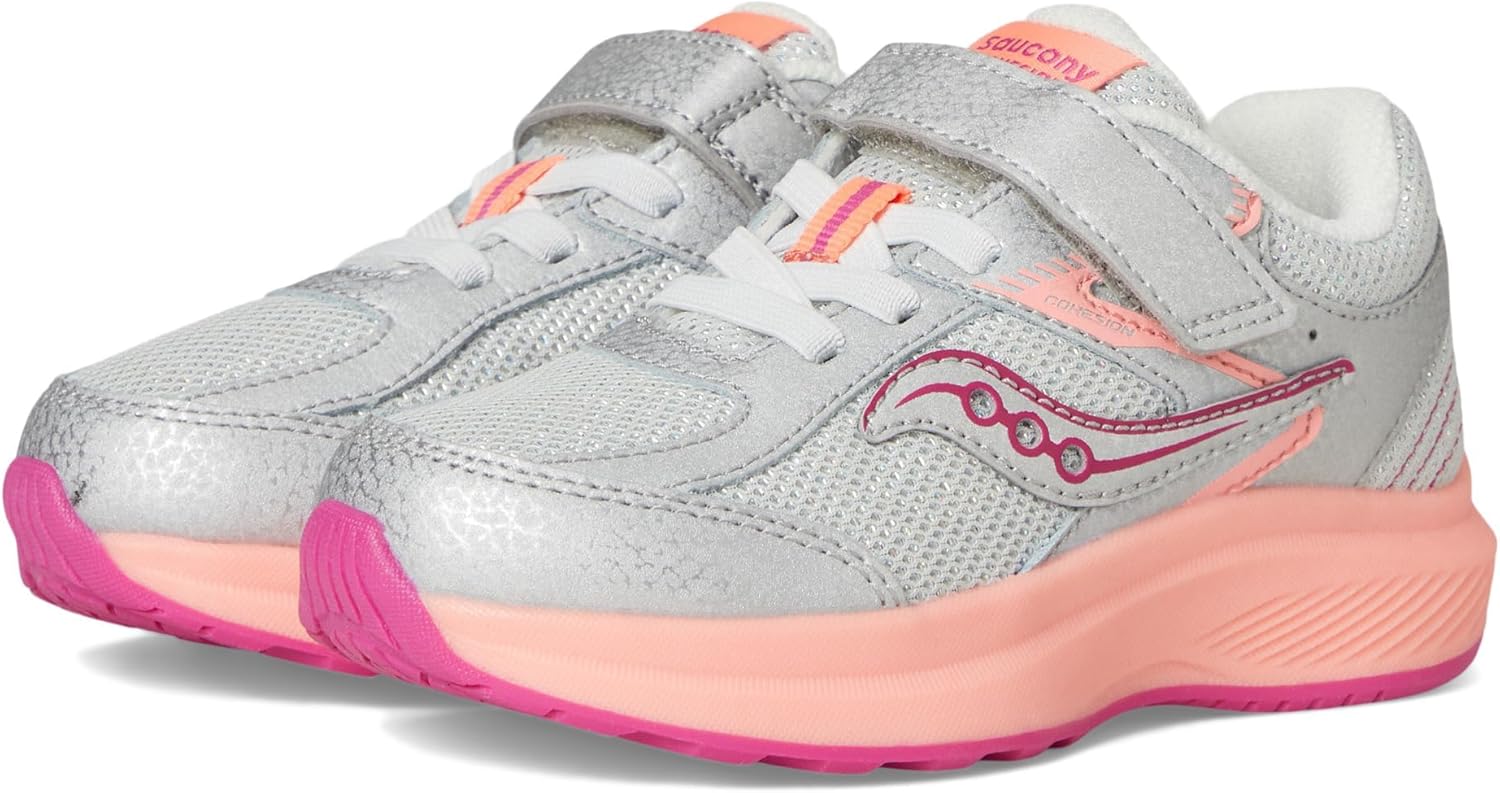 

Детские кроссовки Saucony Cohesion с альтернативной застежкой для детей и подростков, Silver/Coral