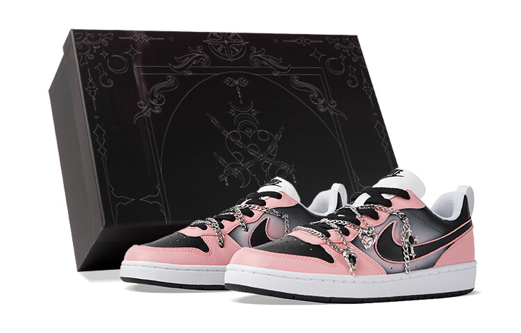 

Кроссовки Nike Court Borough Skateboard Shoes Women's Low-Top Black Pink, черный/розовый
