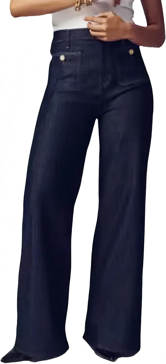 Джинсы женские Wide Leg High Waisted Stretchy Straight Leg
