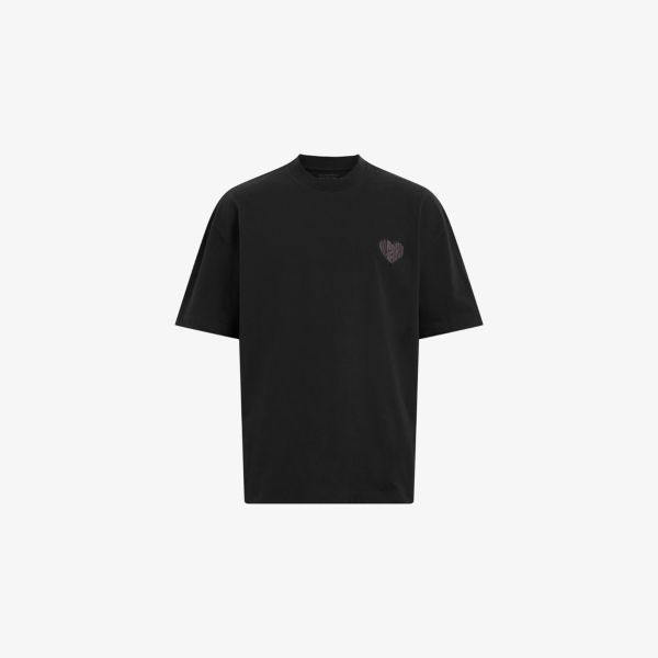 

Футболка хлопковая с коротким рукавом свободного кроя Lover Allsaints, черный