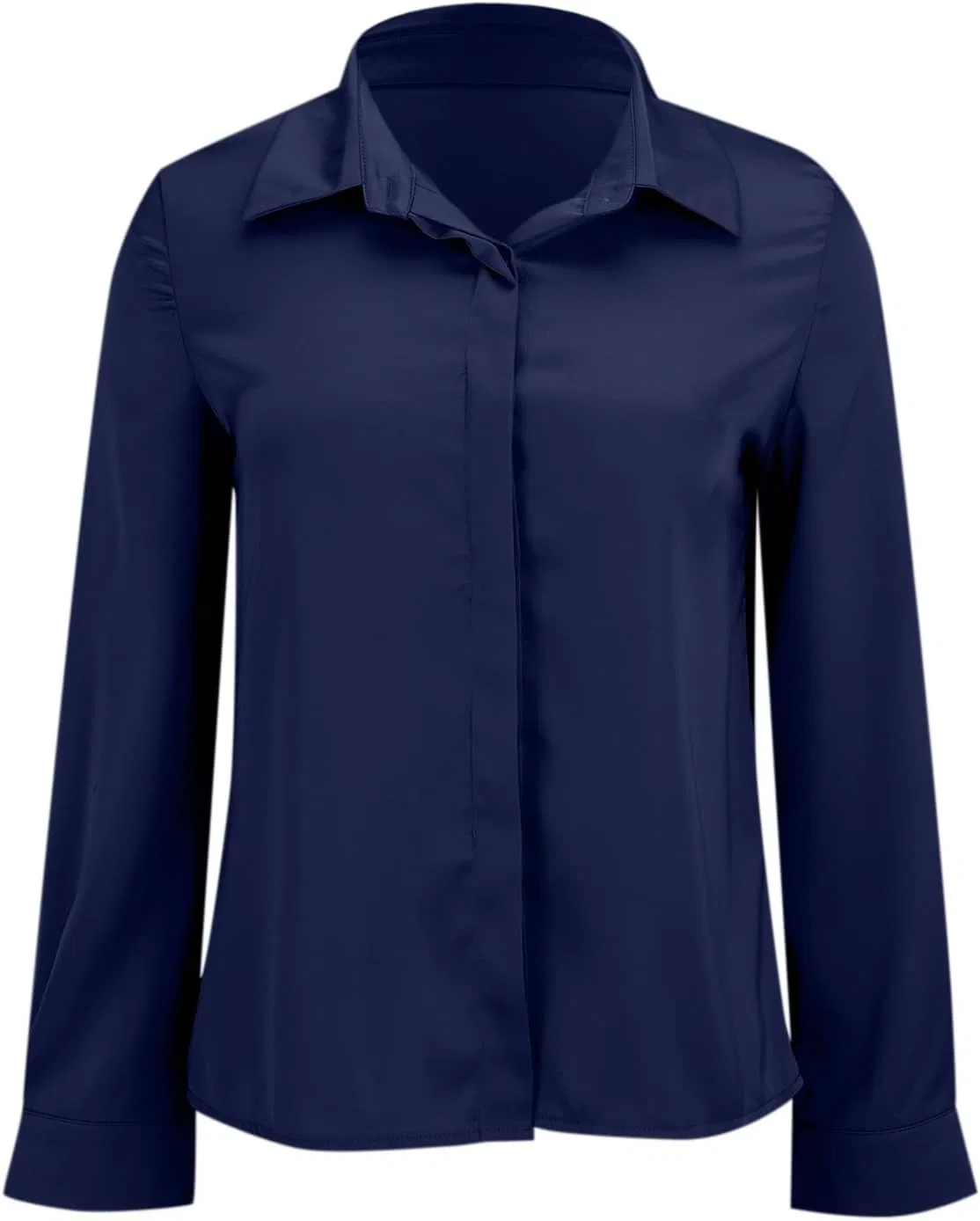 Блуза, женская, Button-Down Shirt, темно-синий