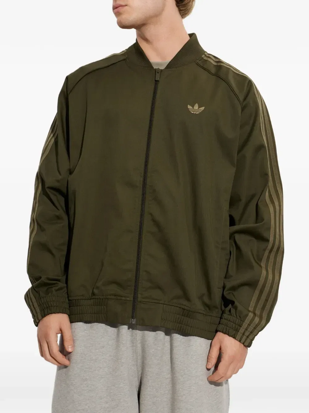 Куртка с вышитым логотипом и боковыми полосками Adidas, зеленый — фото 3