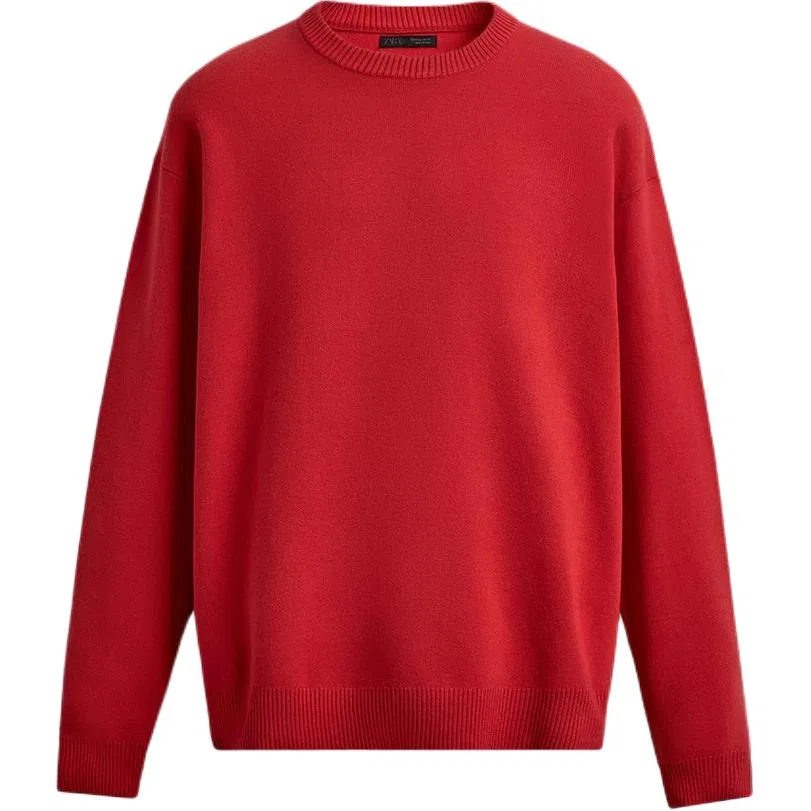 Мужской свитер с круглым вырезом Red ZARA, Red