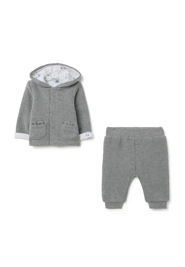 Комплект из кардигана и штанов, маринованный узор, Set with hood and pockets, Ovs, Grey Marl, серый