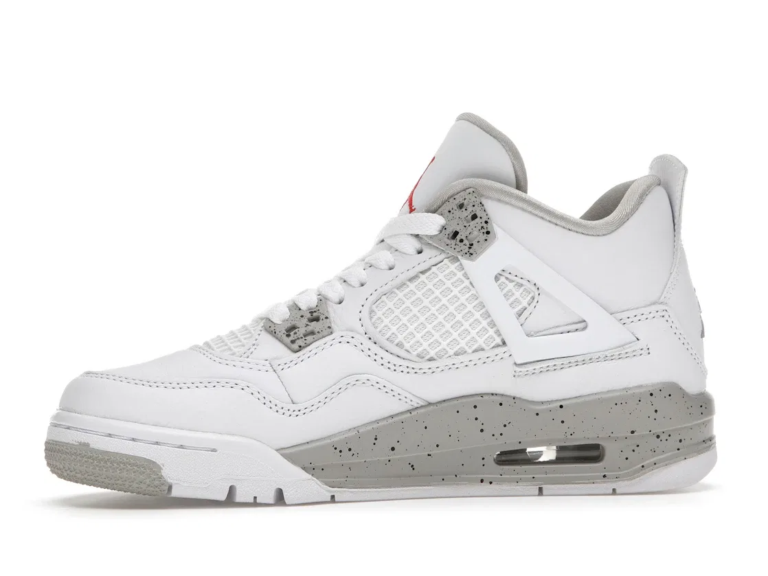 Детские кроссовки с сетчатым верхом Jordan 4 Retro White Oreo (2021) (GS) Jordan, White/Tech Grey-Black-Fire Red — фото 3