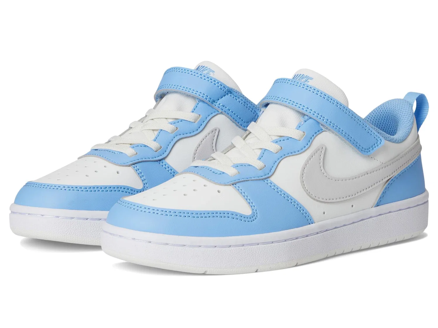 Детские кроссовки для мальчиков с замком Court Borough Low Recraft NIKE, Summit White Cobalt Pulse White Vast Grey — фото 2