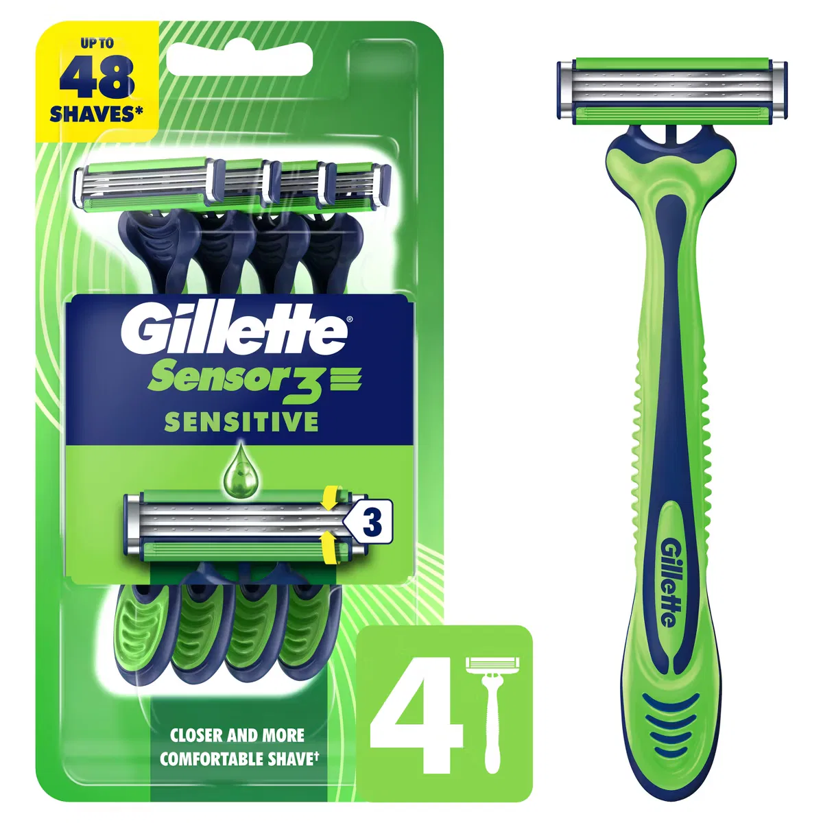 Бритвенные станки одноразовые 3 лезвия с увлажняющей полосой 4 шт Gillette