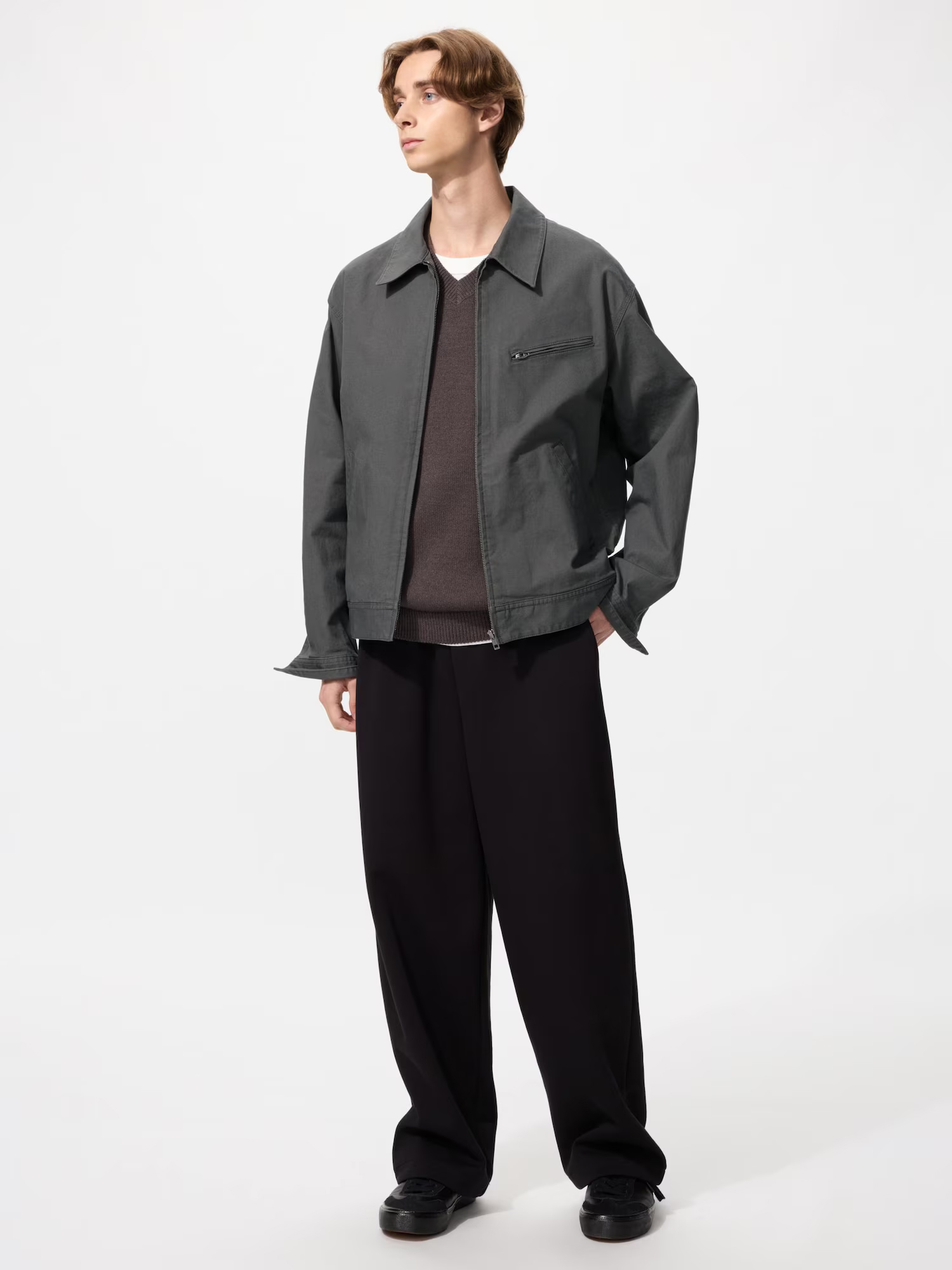 Куртка-ветровка Uniqlo мужская, 08 темно-серый — фото 4